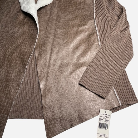 Alfred Dunner Womens Open Front Sweater Cardigan Sz 20 Faux Fur Ribbed Soft NEW - Picture 3 of 11